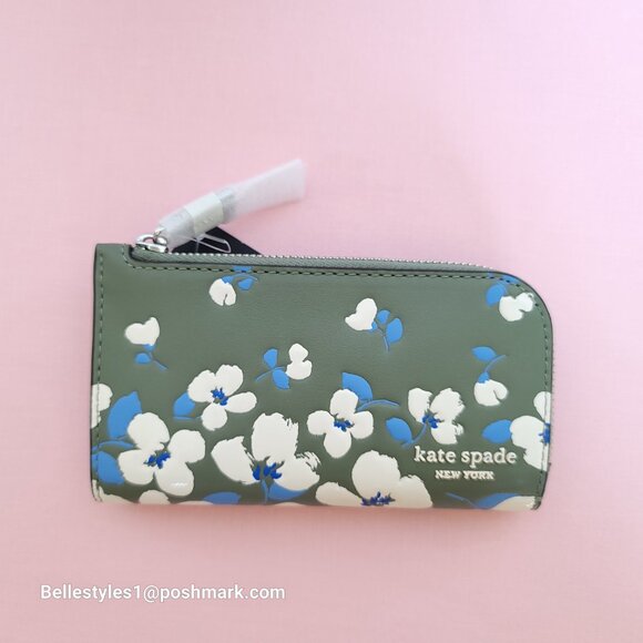 KATE SPADE Devin Painterly Bouquet SMALL Bifold Leather Wallet- Cedar Stand 🎈⭐ - Picture 5 of 16